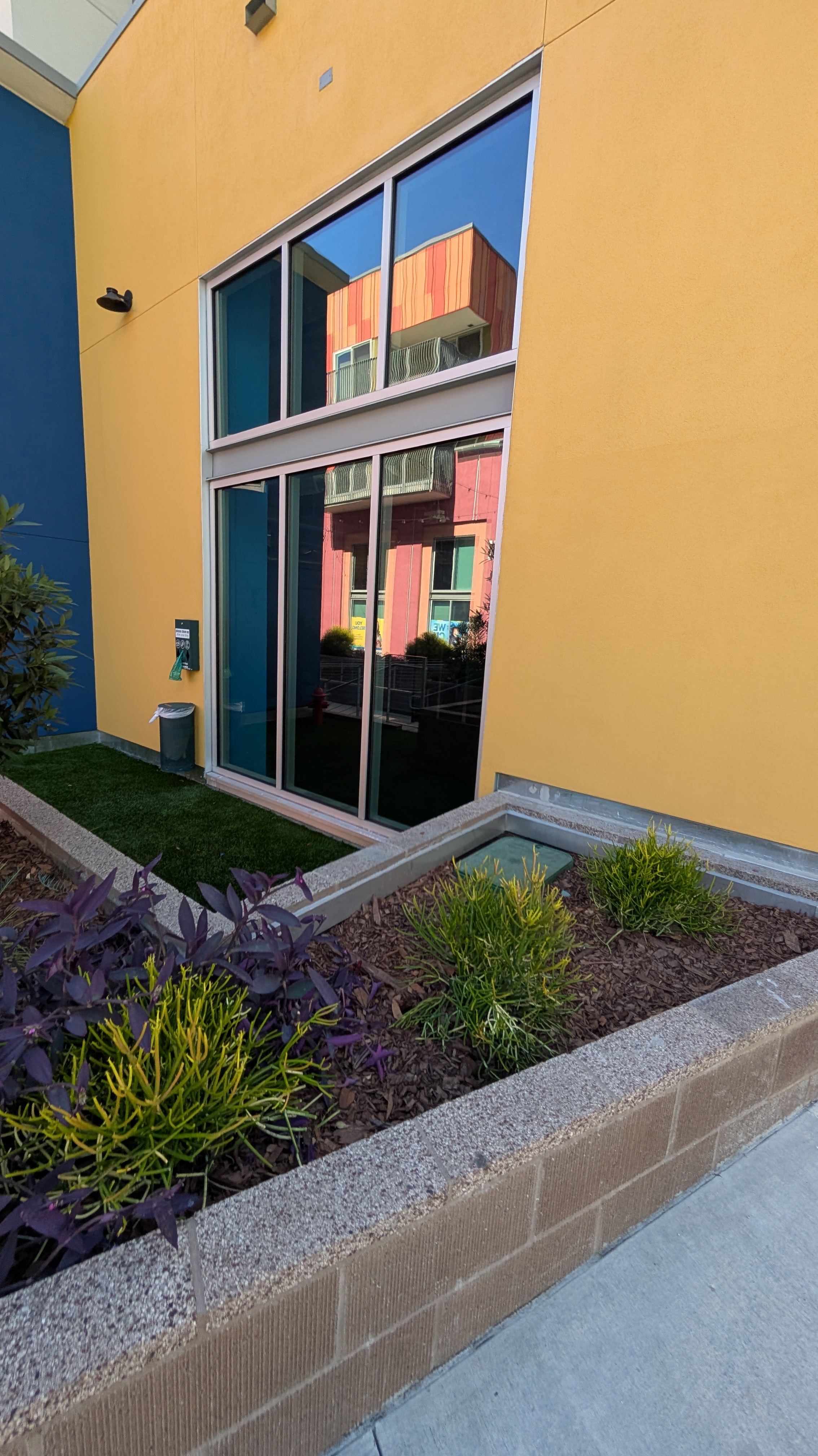 Commercial building glass protected with anti-graffiti film in Civic Center Los Angeles