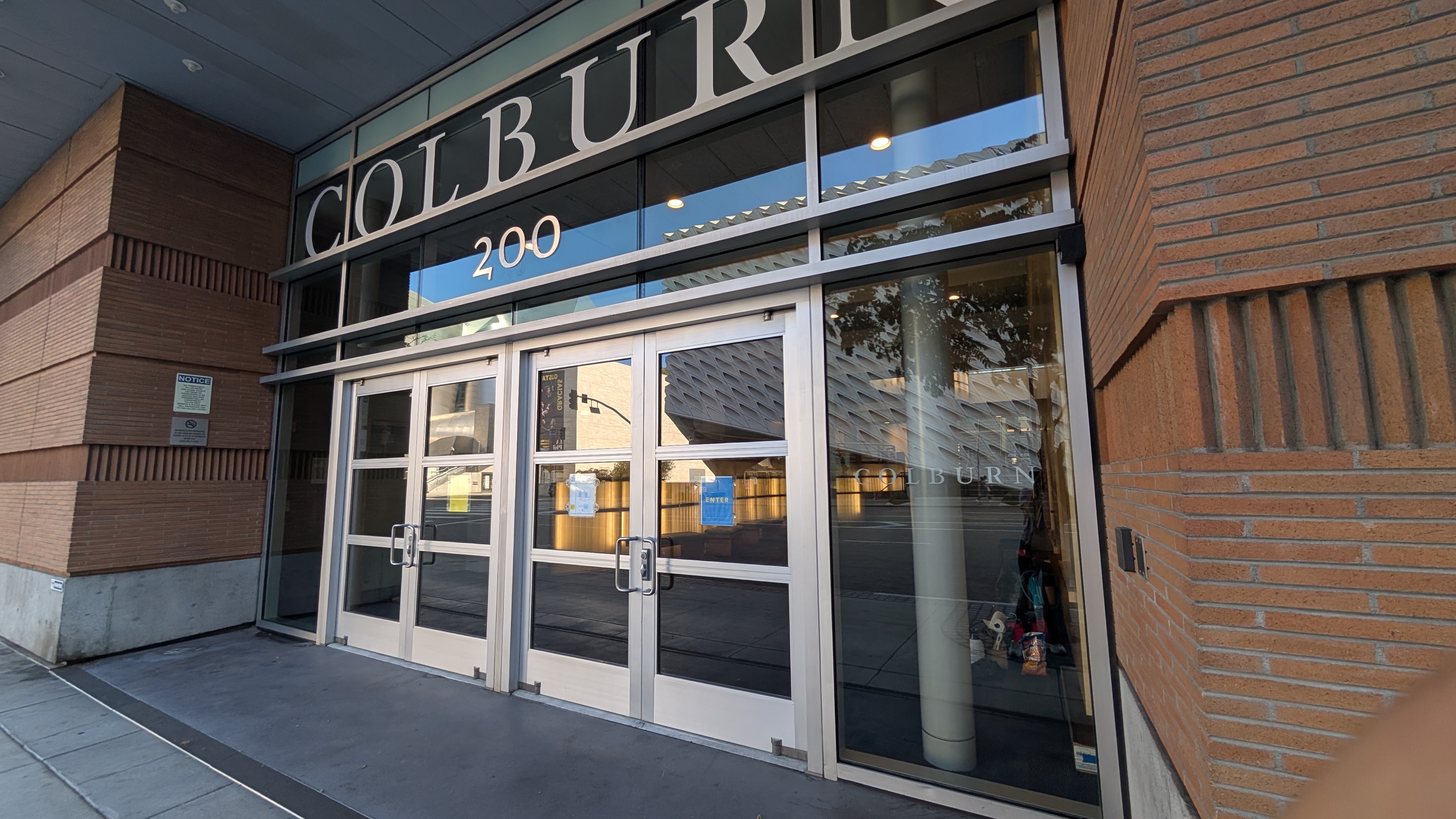 Bunker Hill commercial entrance protected with anti-graffiti and security window film